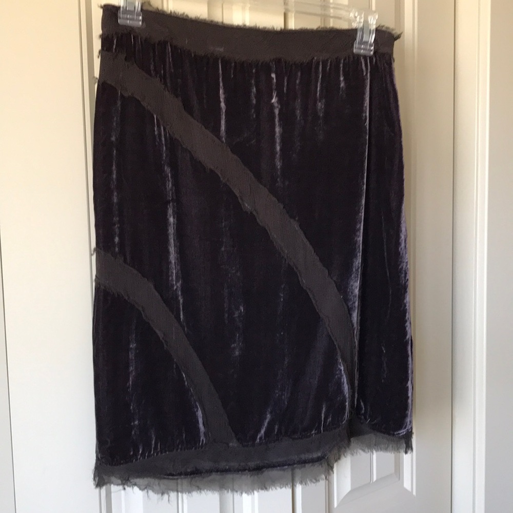 Worth Collection deep brown velvet knee length silk skirt